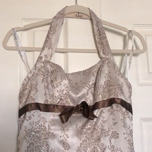 Vintage Halter Neck Embroidered Graduation Dress